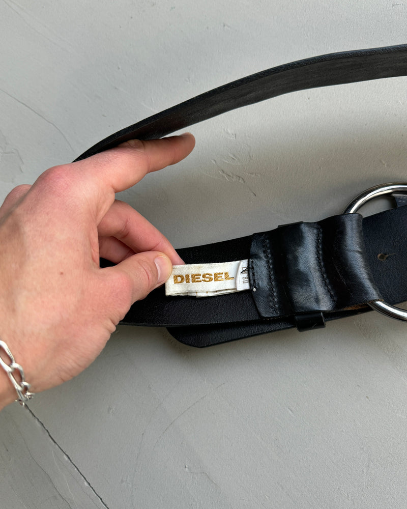 DIESEL OVERSIZED BUCKLE LEATHER BELT