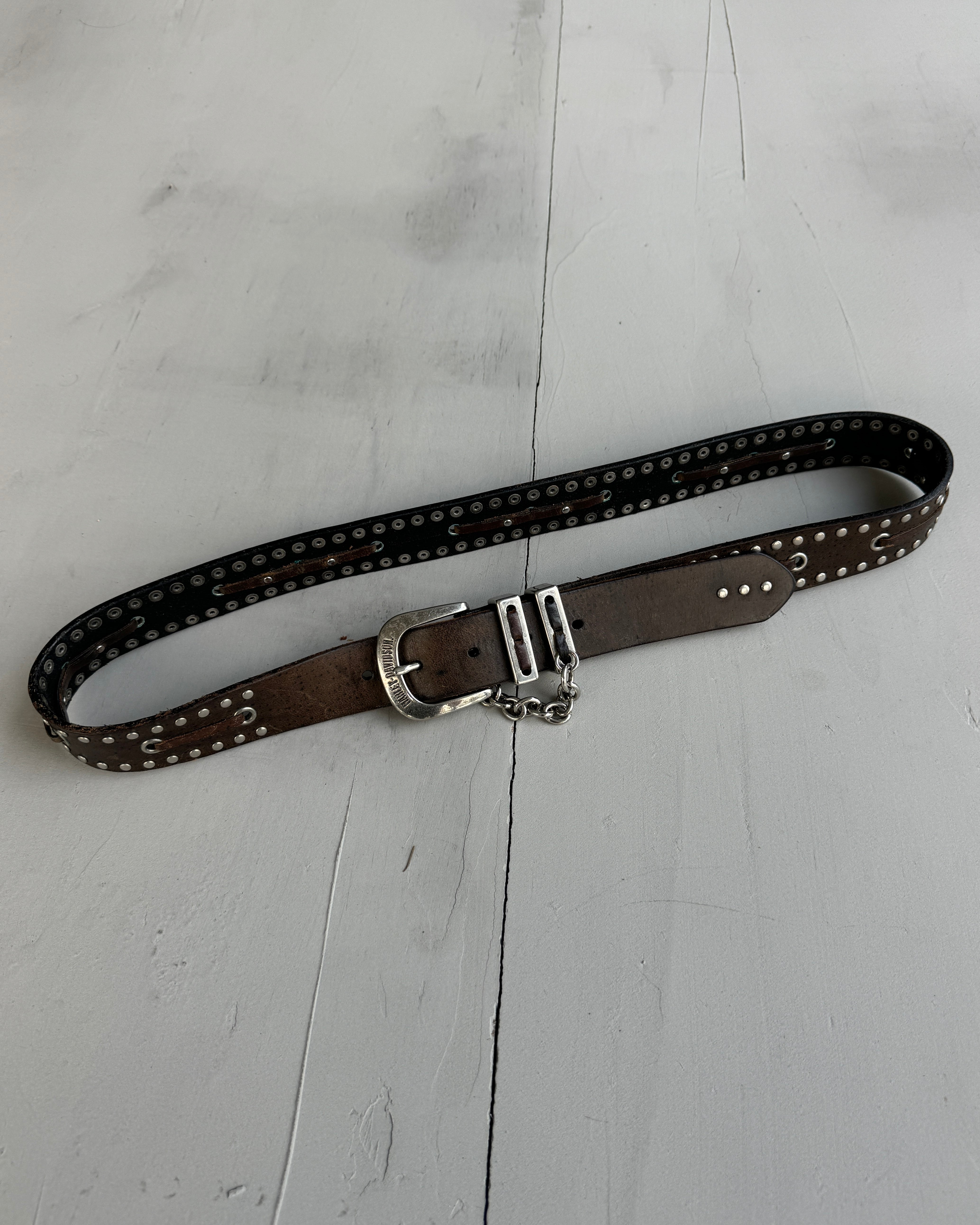 Harley Davidson Leather Studded Belt - W32-36"