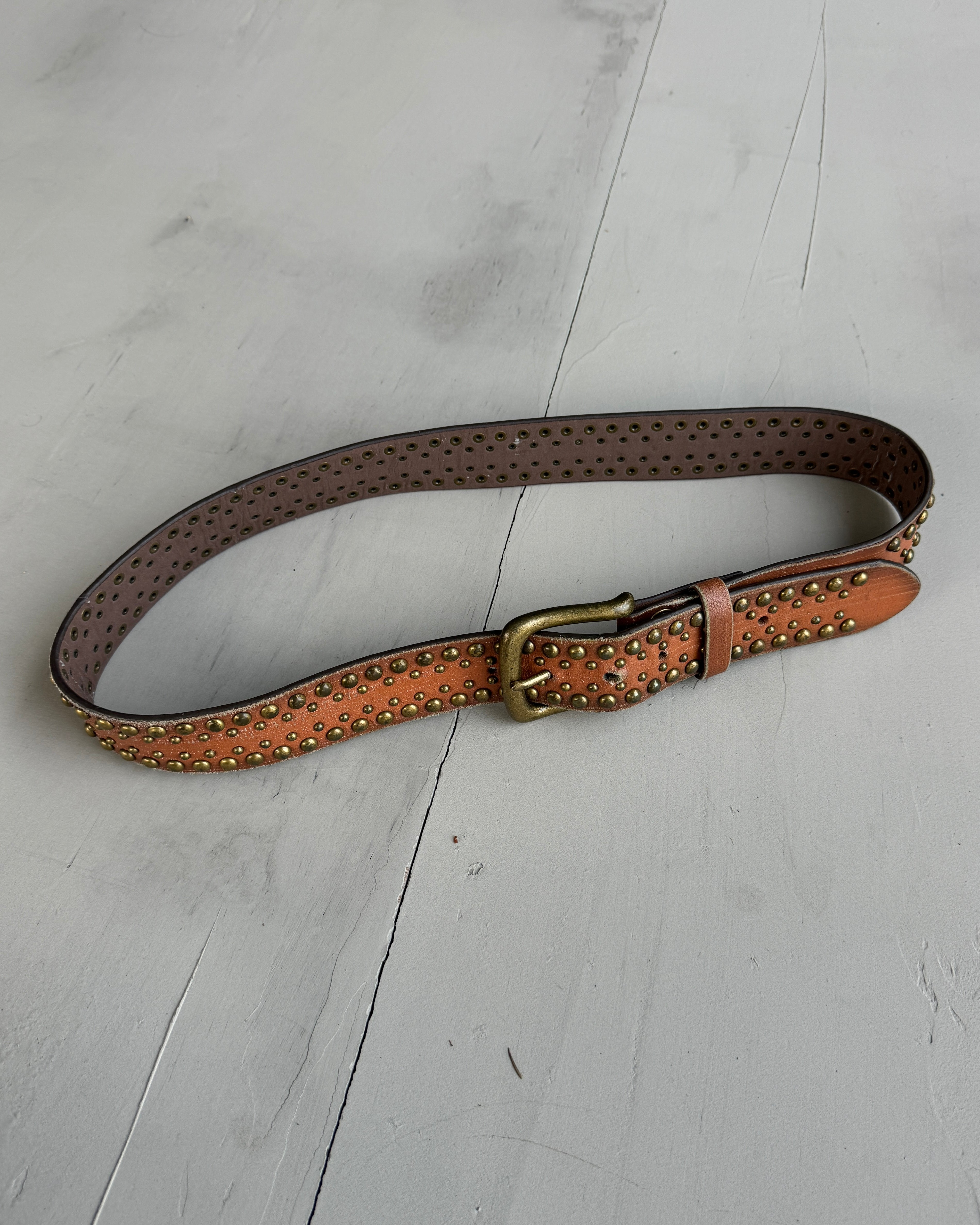 Studded Leather Belt - W30-34"