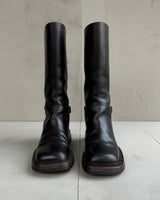 PRADA FW99 SQUARE TOE BROWN LEATHER BOOTS - EU 37 / UK 4.5