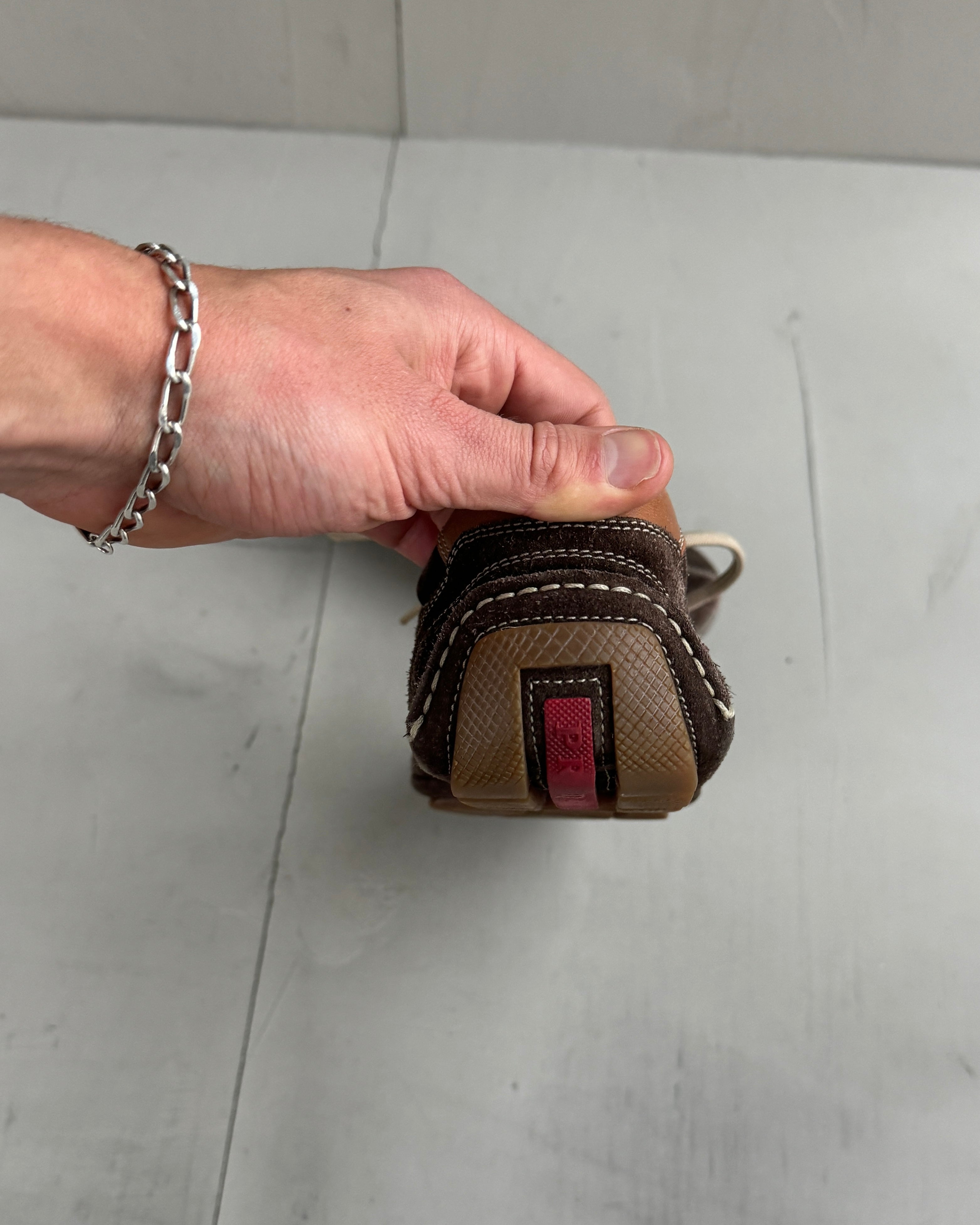 PRADA EARLY-2000'S BROWN LOW PROFILE SUEDE TRAINERS - UK 10