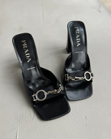 PRADA BLOCK HEEL BUCKLED MULES - EU 37