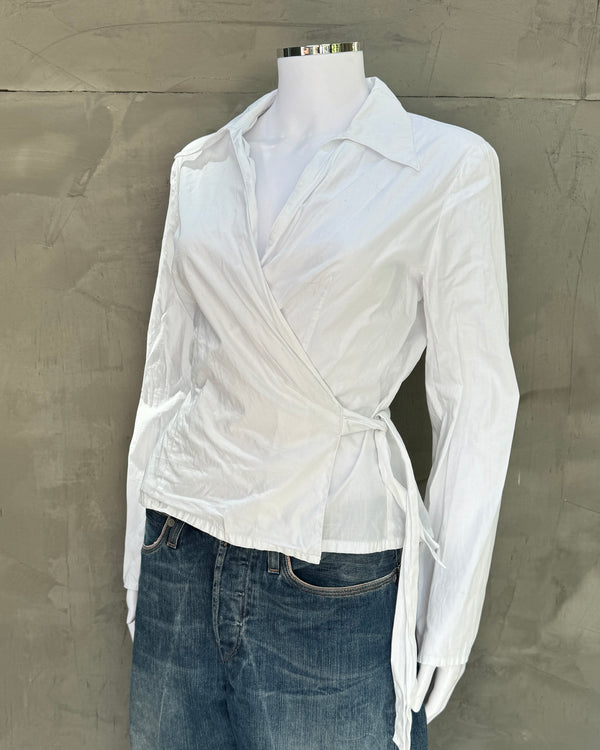 Cacharel Wrap Around White Shirt Top - S/M