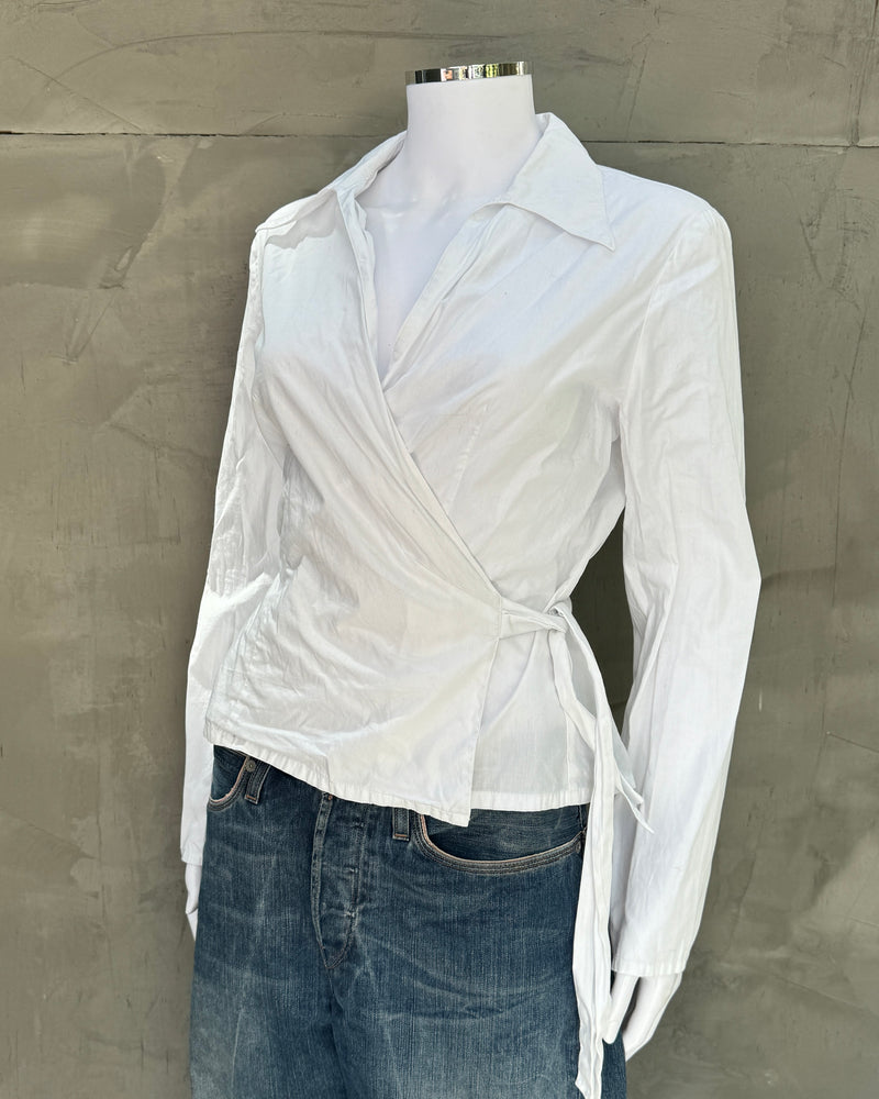 Cacharel Wrap Around White Shirt Top - S/M