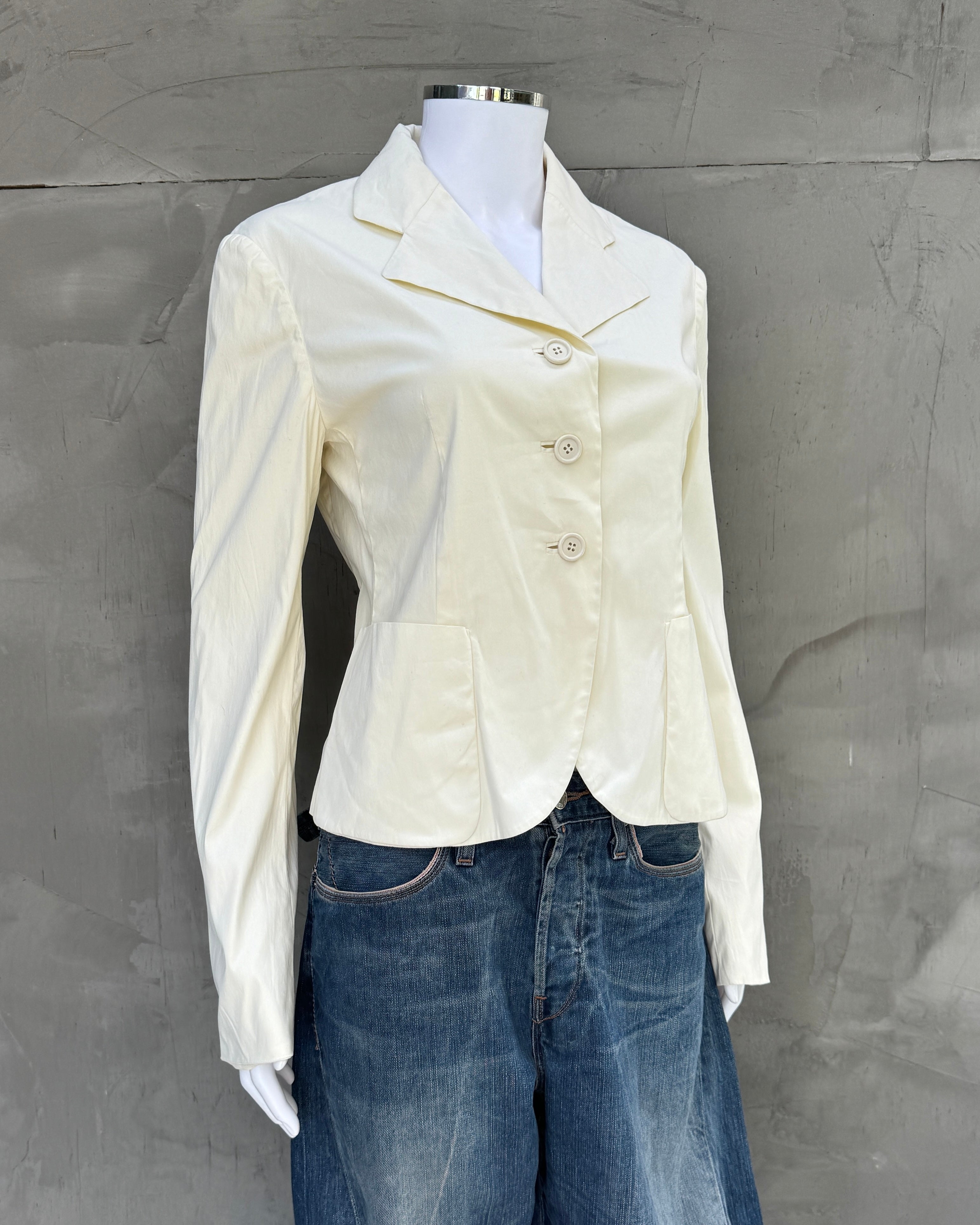 Prada Cream Lightweight Cotton Blazer - M