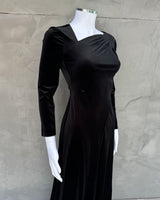 Giorgio Armani Asymmetric Neckline Velvet Dress - M