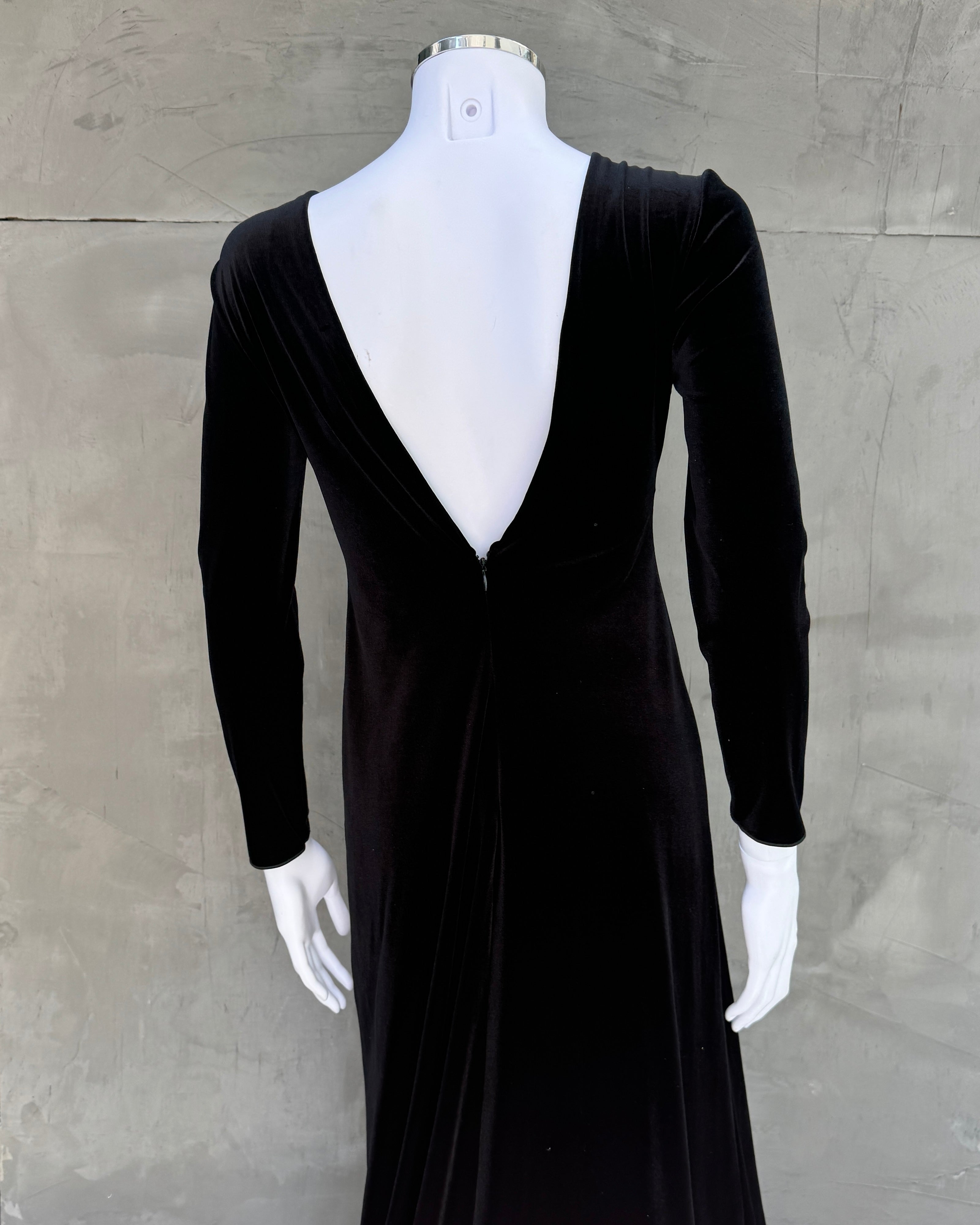 Giorgio Armani Asymmetric Neckline Velvet Dress - M