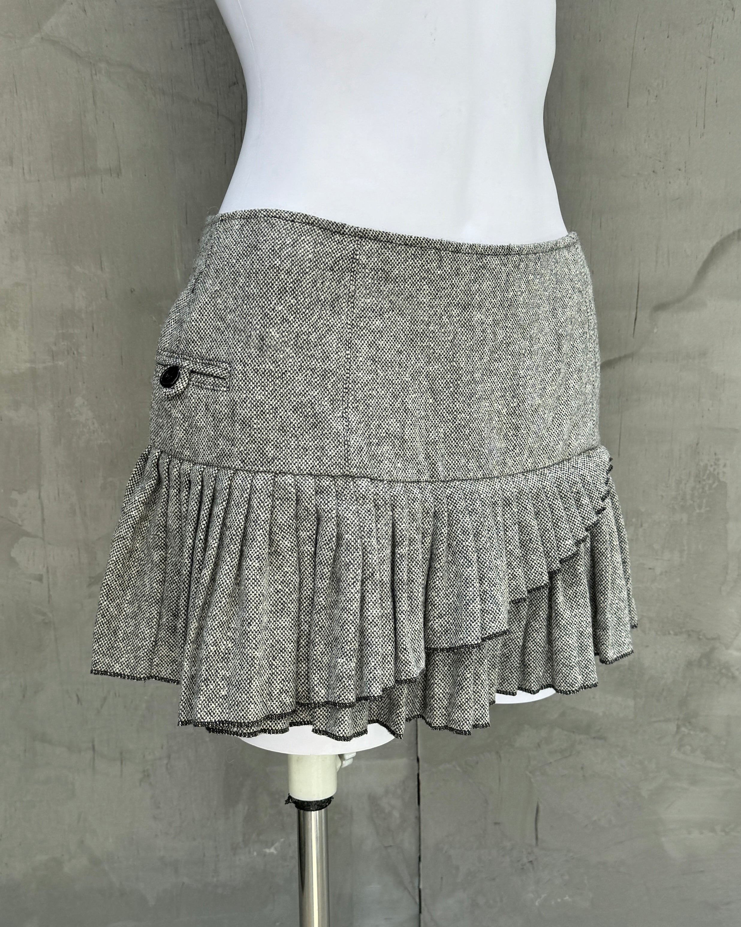 Armani Jeans Asymmetric Pleated Wool Mini Skirt - S/M