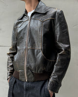 80'S WASHED LEATHER JACKET - S/M