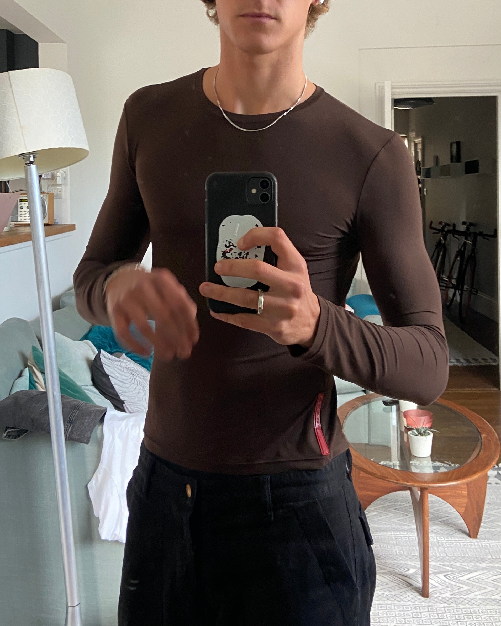 PRADA SPORT NYLON STRETCH POCKET TOP - S