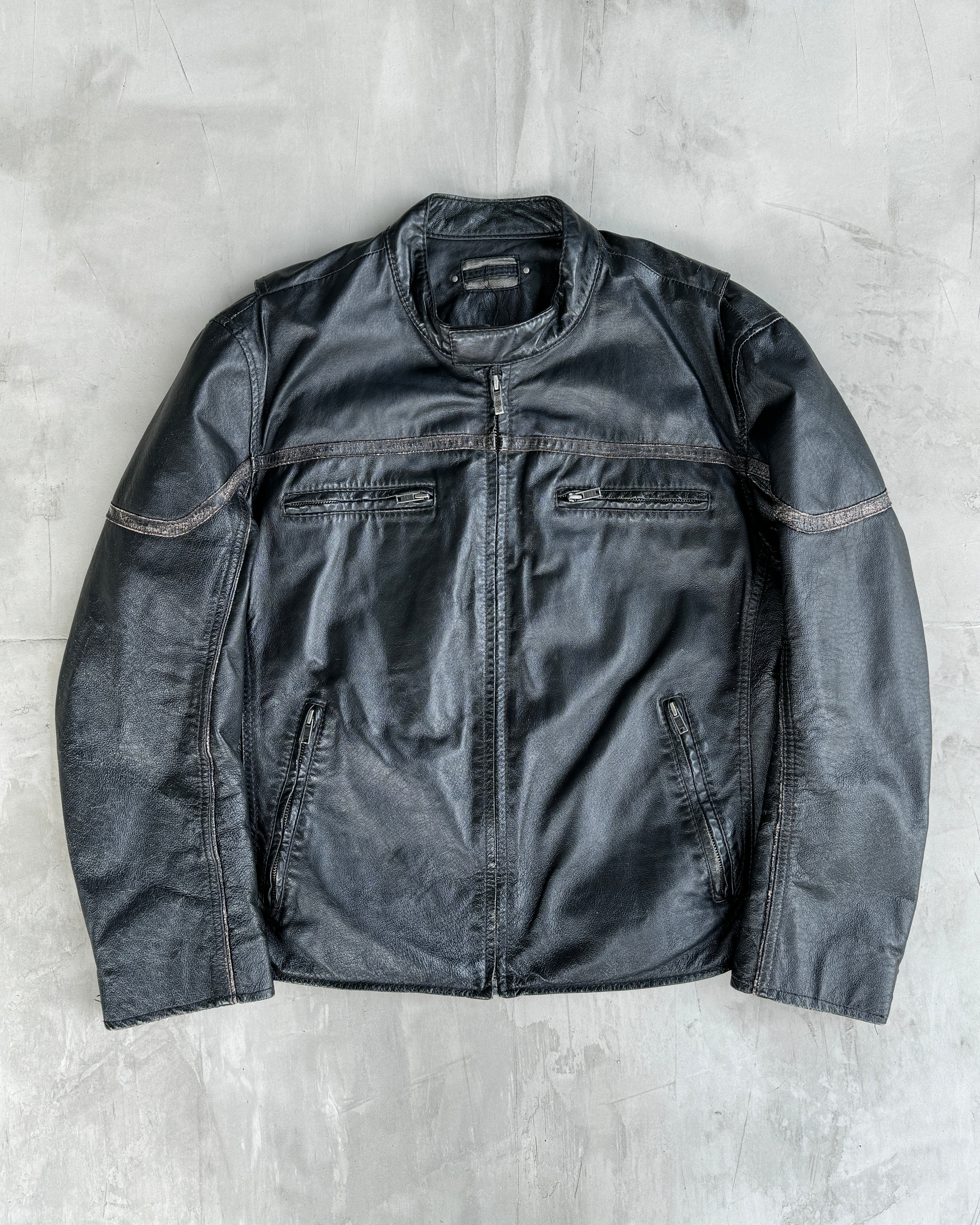 WILSONS 90'S DRAGON BLACK LEATHER JACKET - L