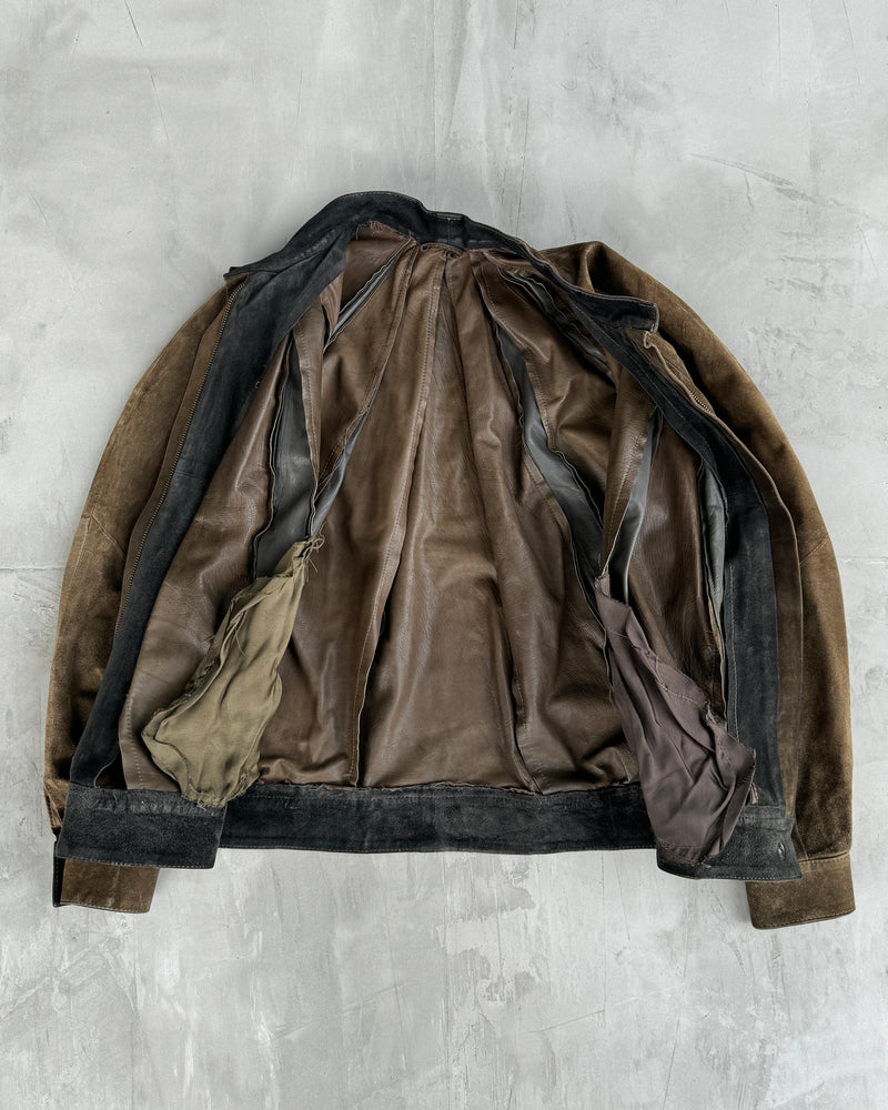 1990'S PLEATED SUEDE LEATHER JACKET - S/M