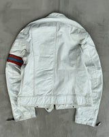 DIESEL 2000'S WHITE LEATHER RACER JACKET - XL