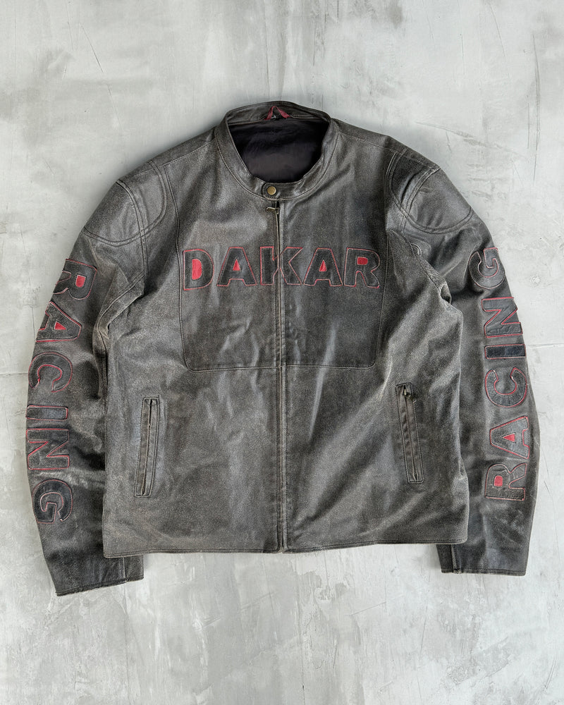 DAKAR 90'S BLACK LEATHER RACER JACKET XL – BAD MOUTH*