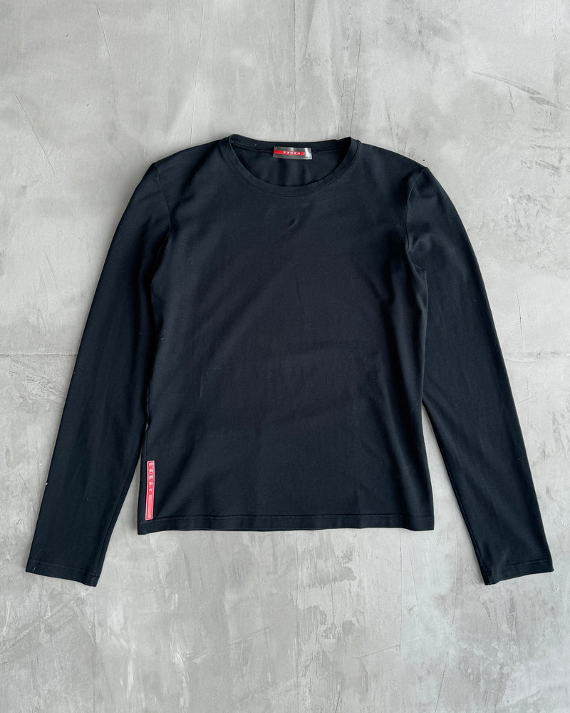 PRADA SPORT BLACK LONG SLEEVE STRETCH TOP - S/M