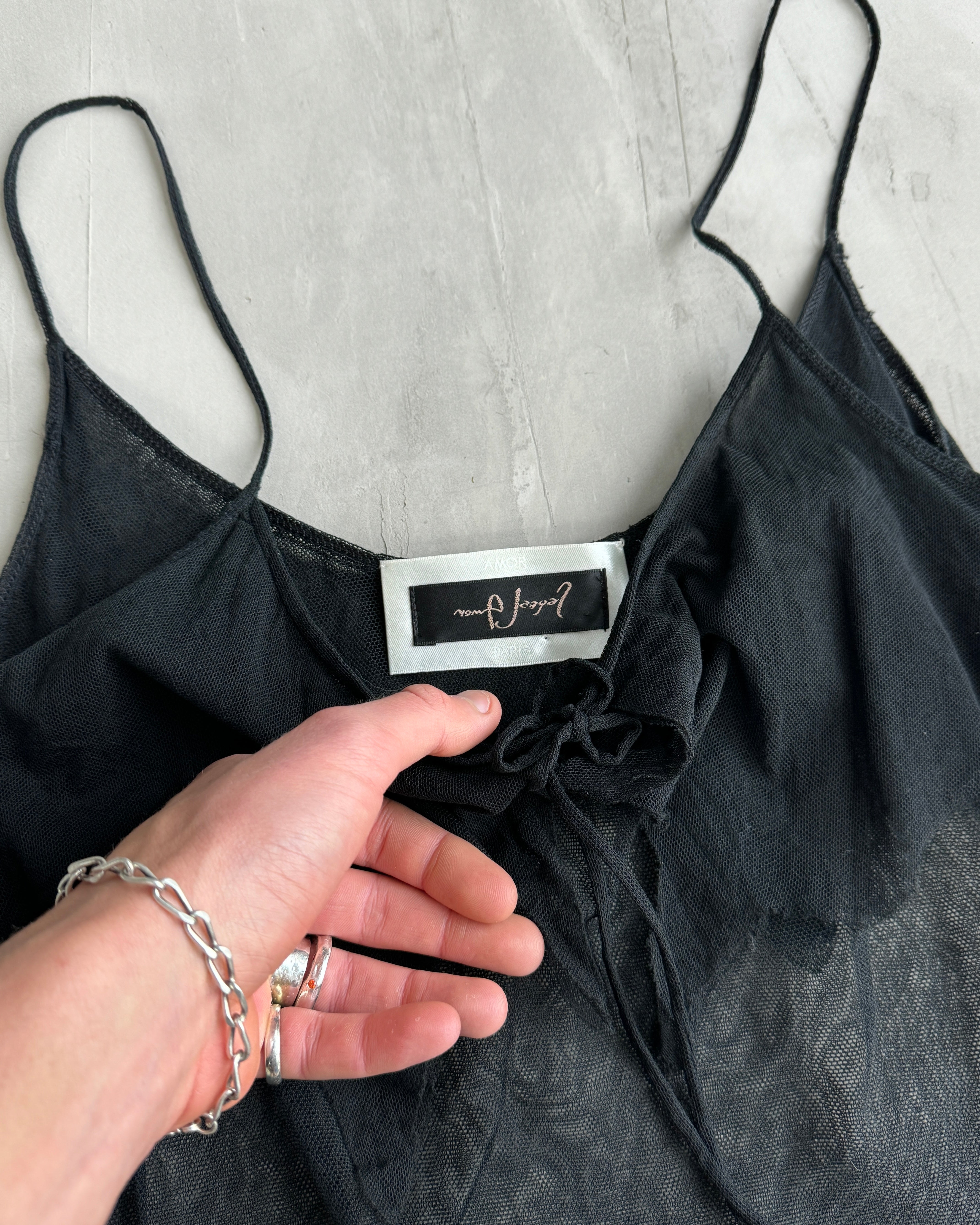 PLEIN SUD FAYCAL AMOR BLACK MESH VEST TOP - S/M