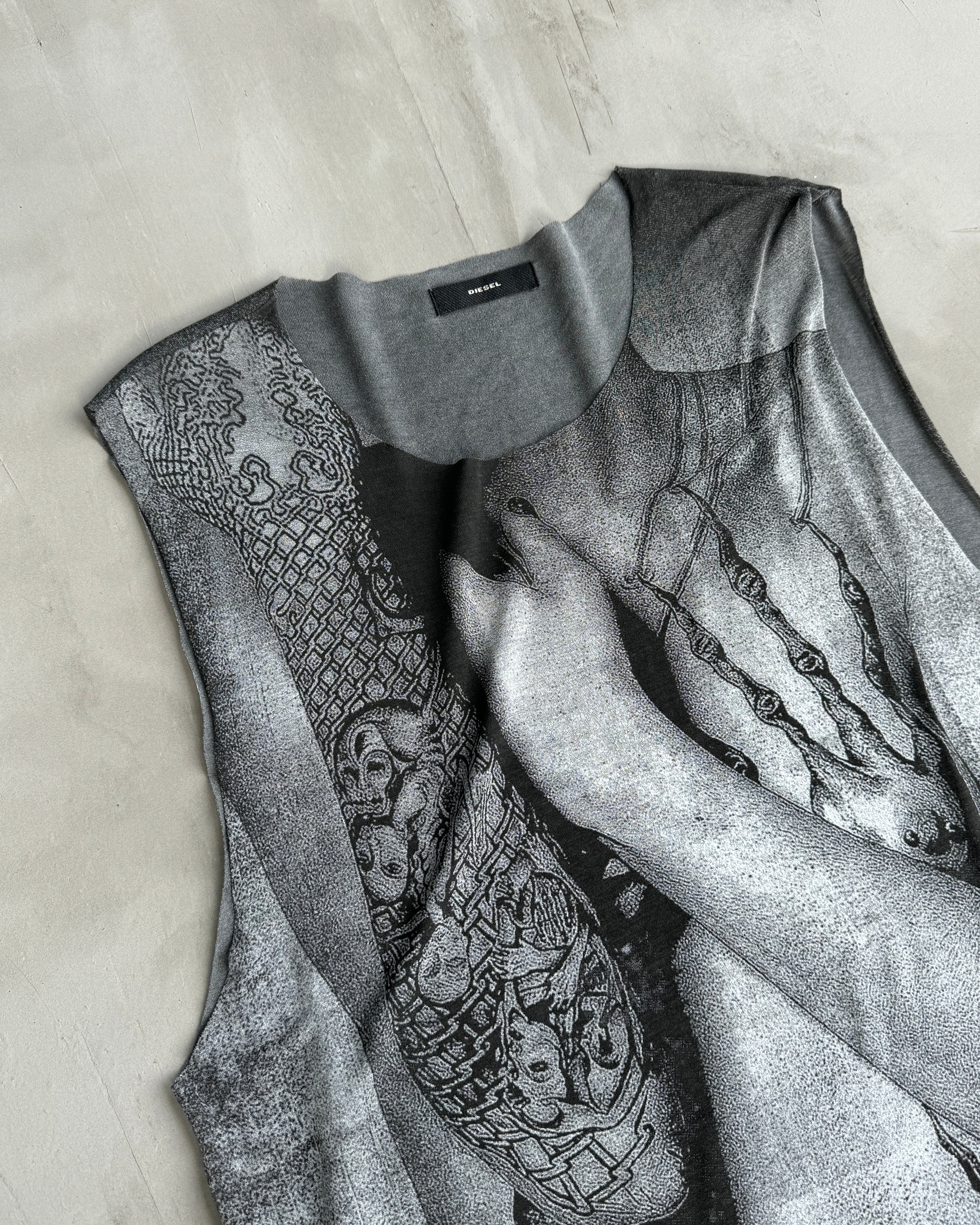 DIESEL 2000'S NAKED BODY PRINT VEST - L