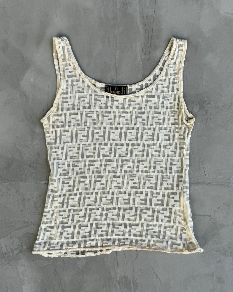 FENDI 2000'S MONOGRAM MESH VEST TOP - S