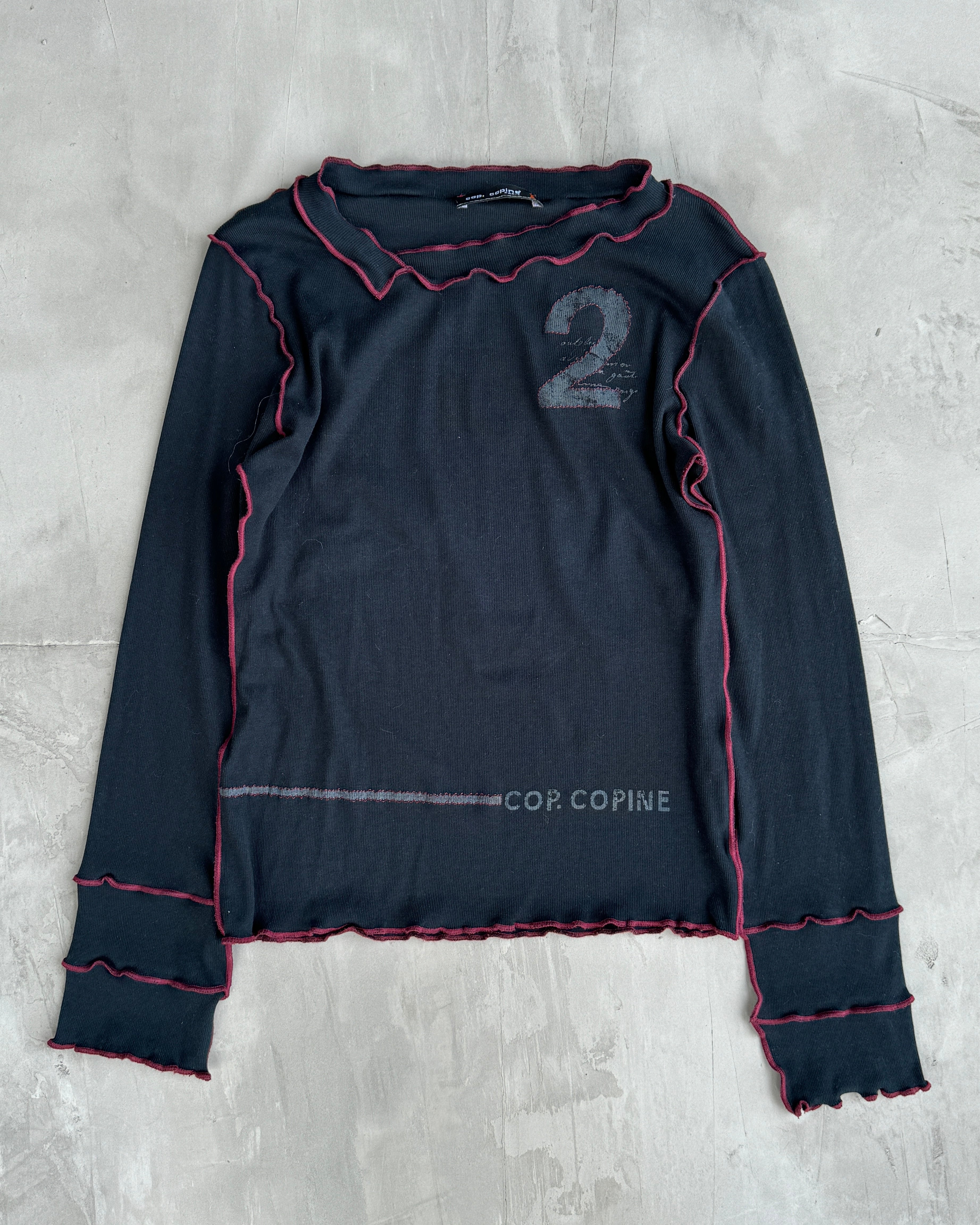 COP COPINE CONTRAST HEM LONG SLEEVE TOP - S