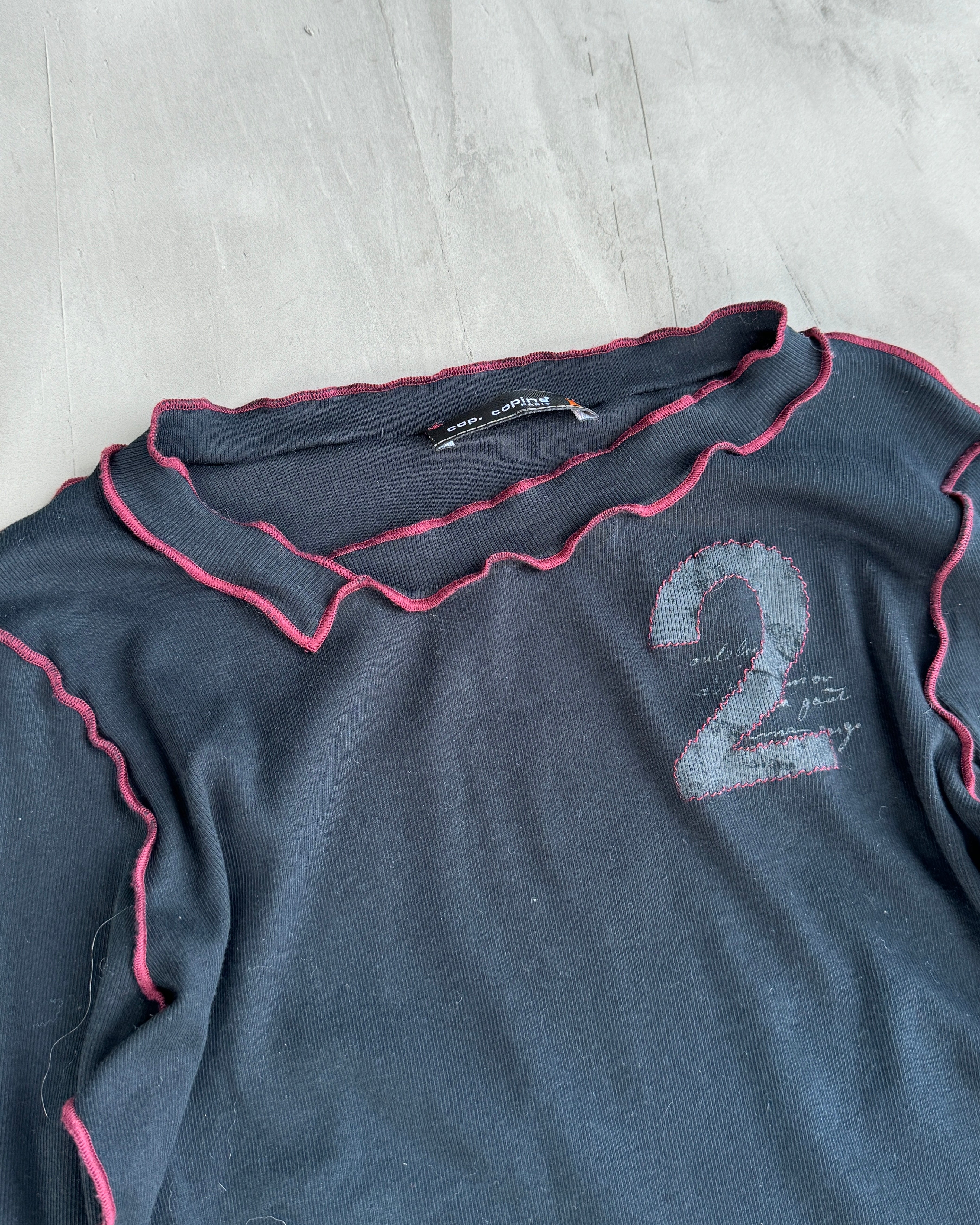 COP COPINE CONTRAST HEM LONG SLEEVE TOP - S