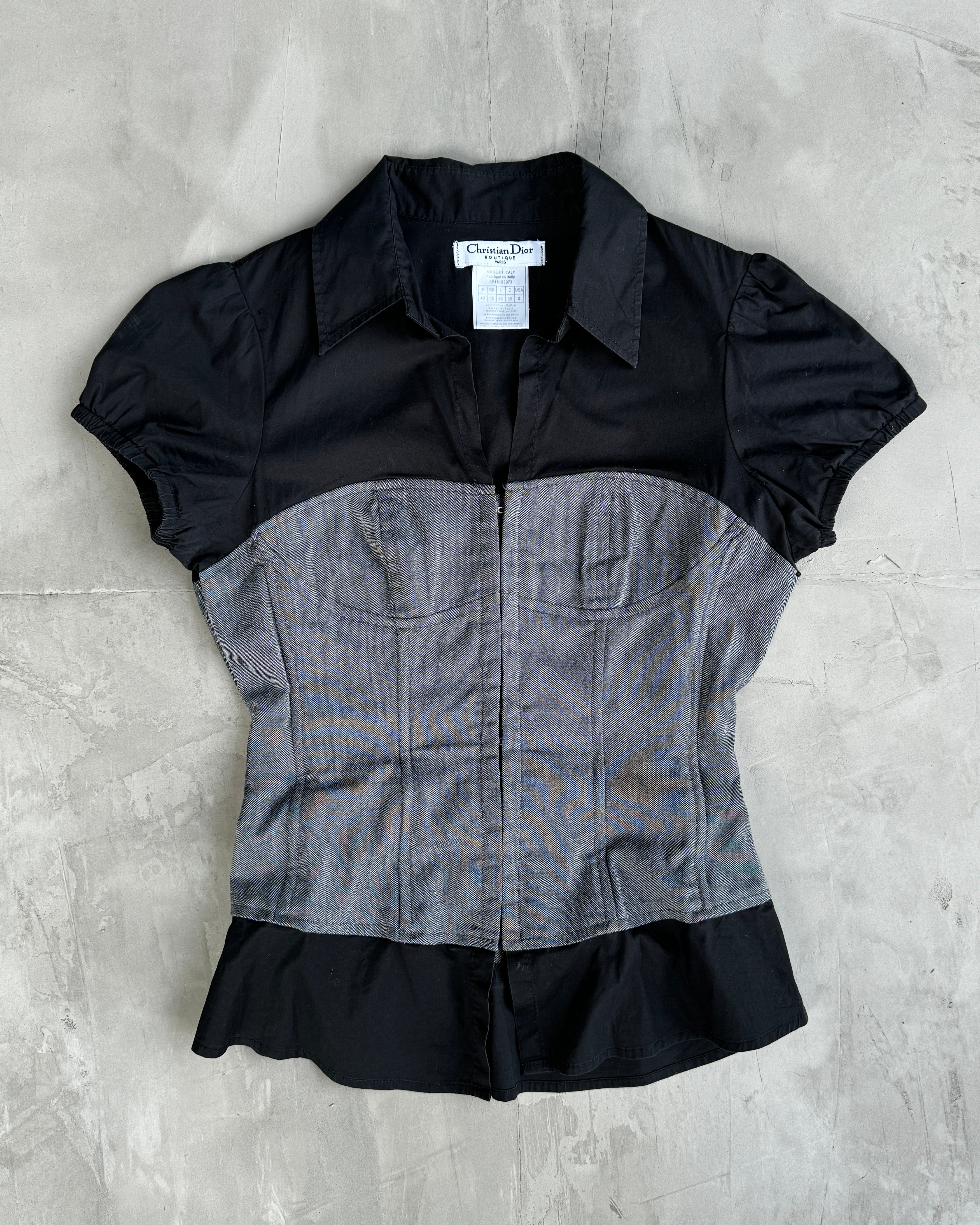 CHRISTIAN DIOR CORSET COLLARED TOP - M