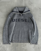 DIESEL RIBBED KNIT SPELLOUT LOGO PULLOVER SWEATSHIRT - S/M