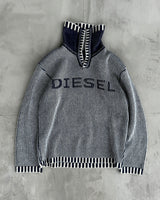 DIESEL RIBBED KNIT SPELLOUT LOGO PULLOVER SWEATSHIRT - S/M