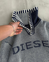 DIESEL RIBBED KNIT SPELLOUT LOGO PULLOVER SWEATSHIRT - S/M