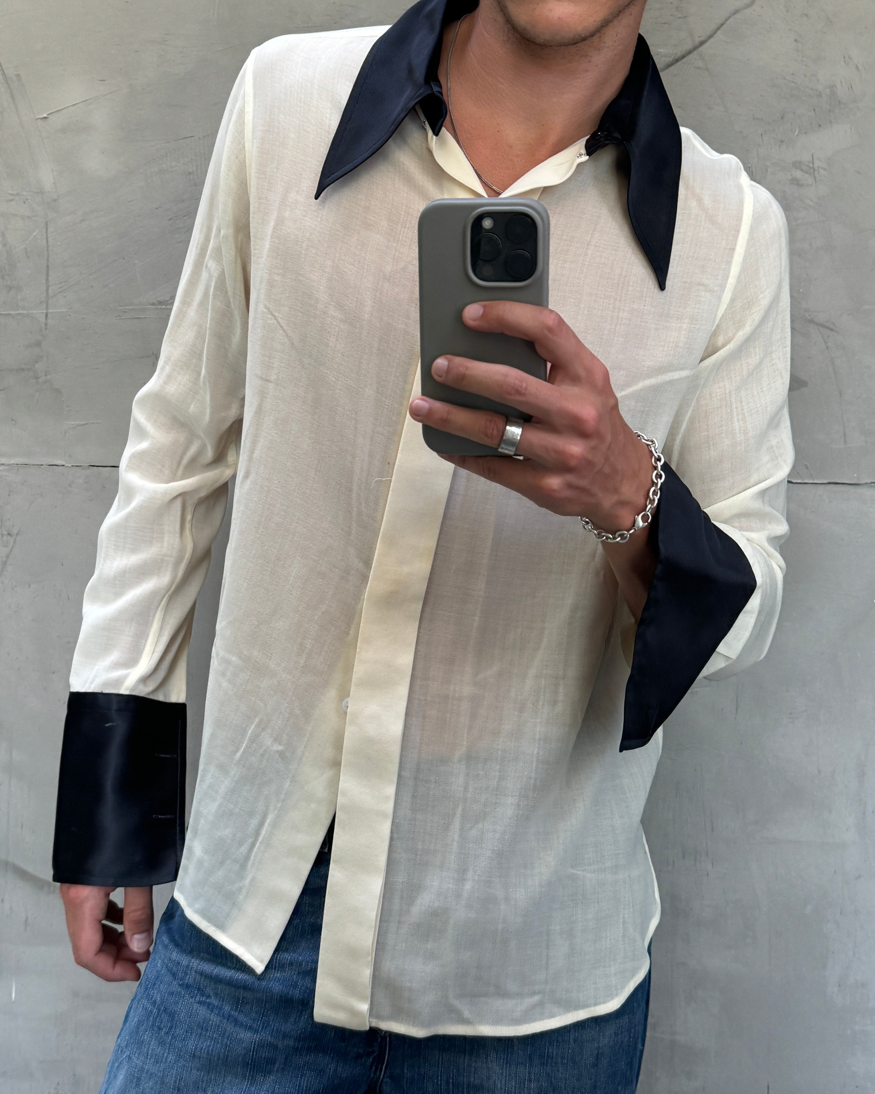 Marc Jacobs Dagger Collar Sheer Wool Shirt