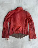 ISAAC SELLAM EXPERIENCE ASYMMETRIC RED LEATHER JACKET - M/L