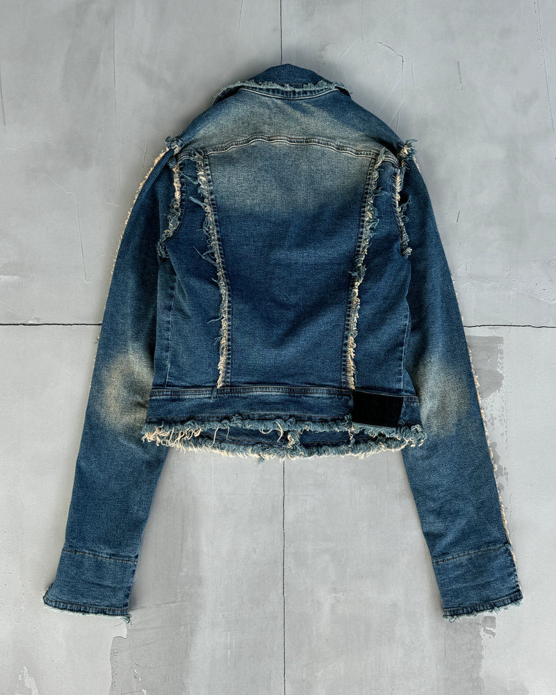 PLEIN SUD DISTRESSED DENIM JACKET - XS