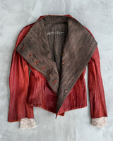 ISAAC SELLAM EXPERIENCE ASYMMETRIC RED LEATHER JACKET - M/L