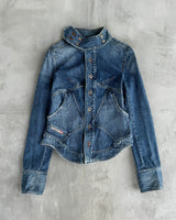 DIESEL 2000'S LACE UP CORSET DENIM JACKET - M