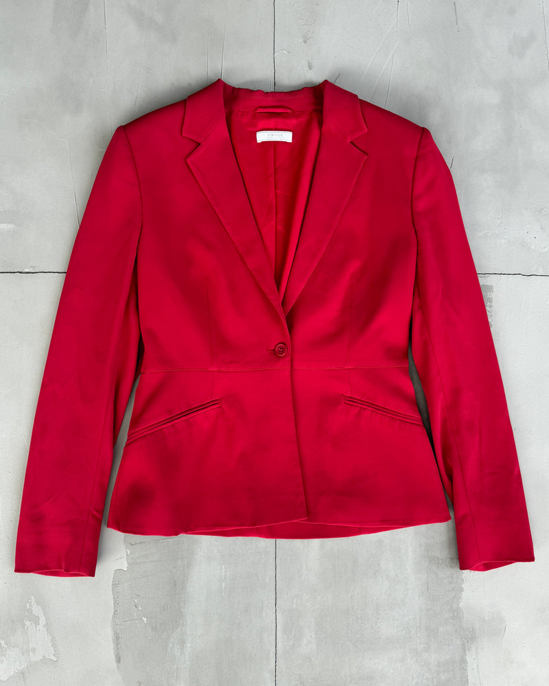 PRADA BLAZER & WRAP SKIRT 2-PIECE RED SUIT - M