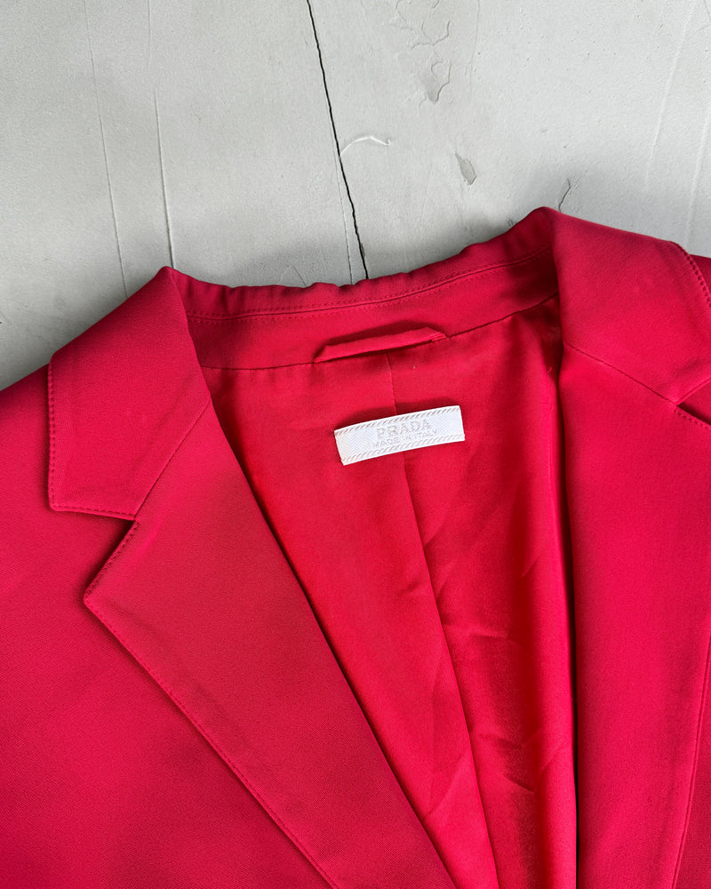 PRADA BLAZER & WRAP SKIRT 2-PIECE RED SUIT - M