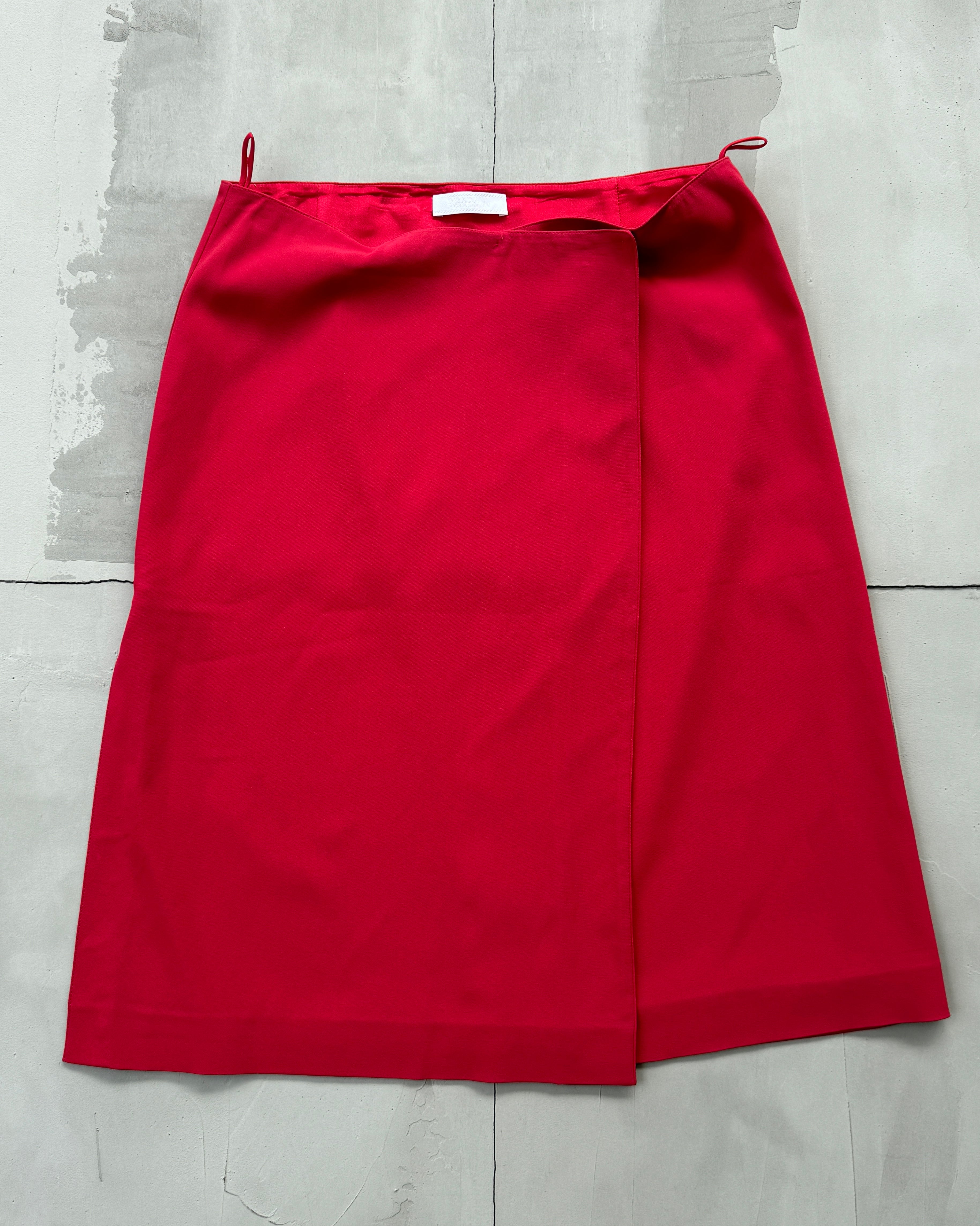 PRADA BLAZER & WRAP SKIRT 2-PIECE RED SUIT - M