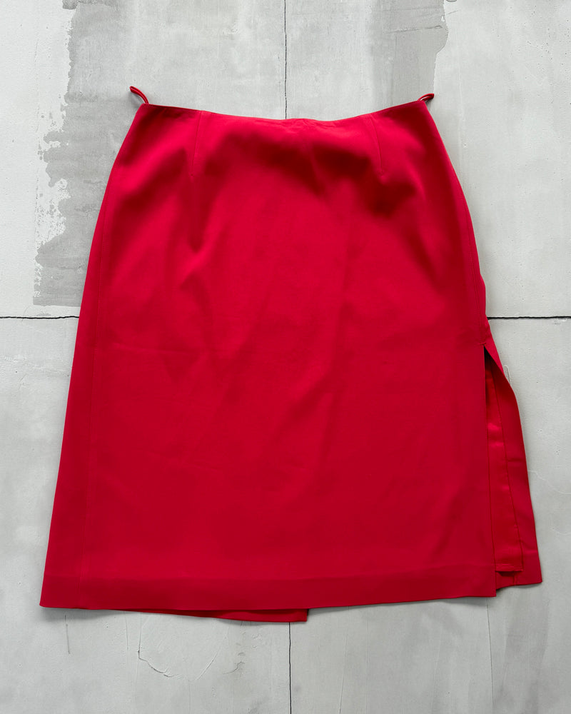 PRADA BLAZER & WRAP SKIRT 2-PIECE RED SUIT - M