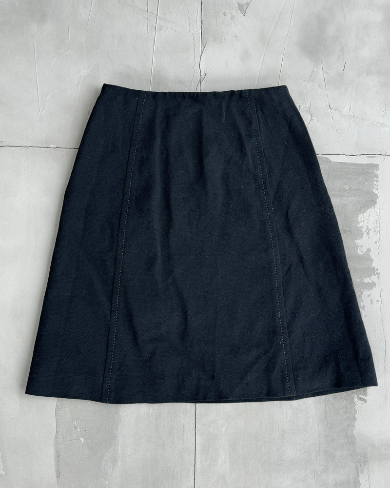 PRADA BLACK WOOL MIDI SKIRT - S