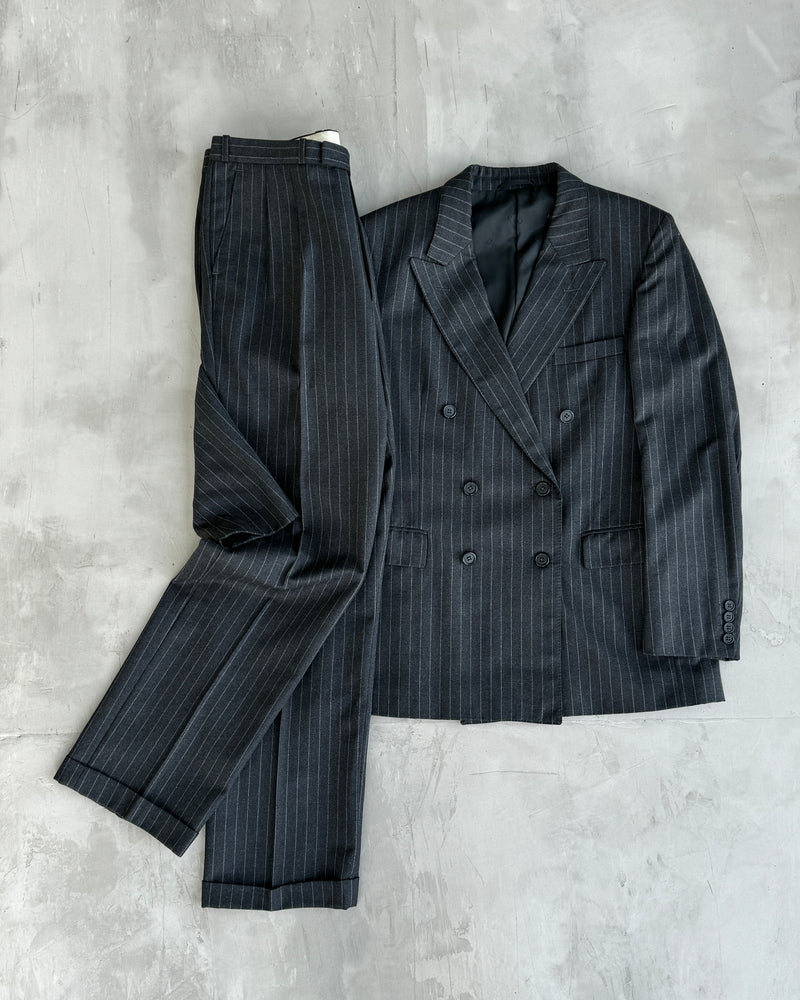 CHRISTIAN DIOR MONSIEUR DOUBLE BREASTED WOOL PINSTRIPE SUIT - 40R / M-L