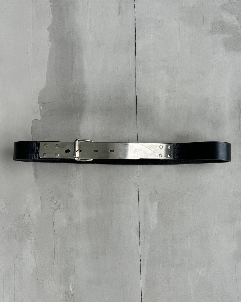 JEAN PAUL GAULTIER 90'S METAL CHROME & LEATHER BELT - M/L