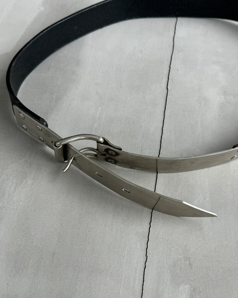 JEAN PAUL GAULTIER 90'S METAL CHROME & LEATHER BELT - M/L