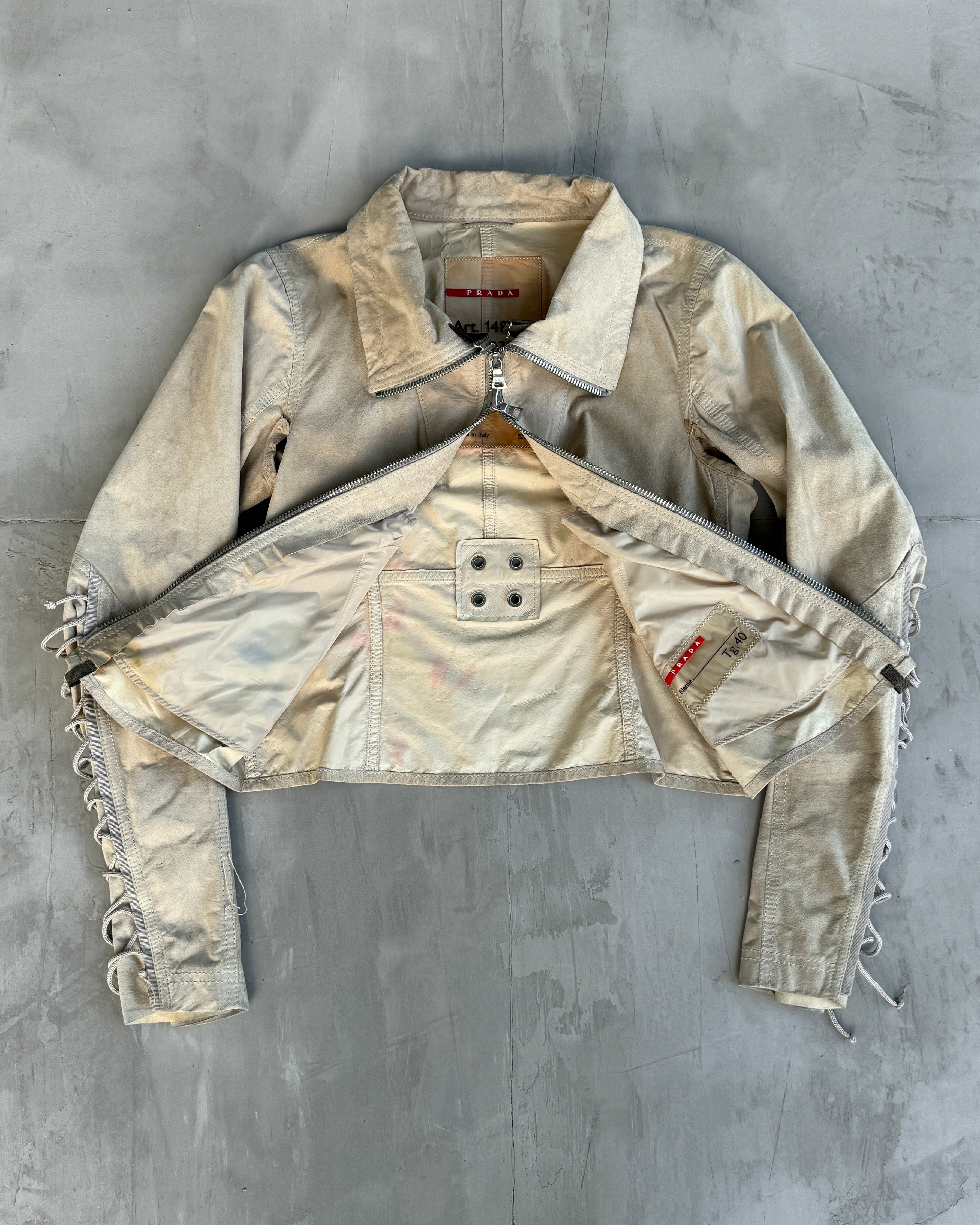 PRADA SPORT 2000'S SUEDE LACE UP JACKET - S