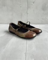 PRADA 2000'S BROWN & METALLIC SUEDE BALLET FLATS - EU 39 / UK 6