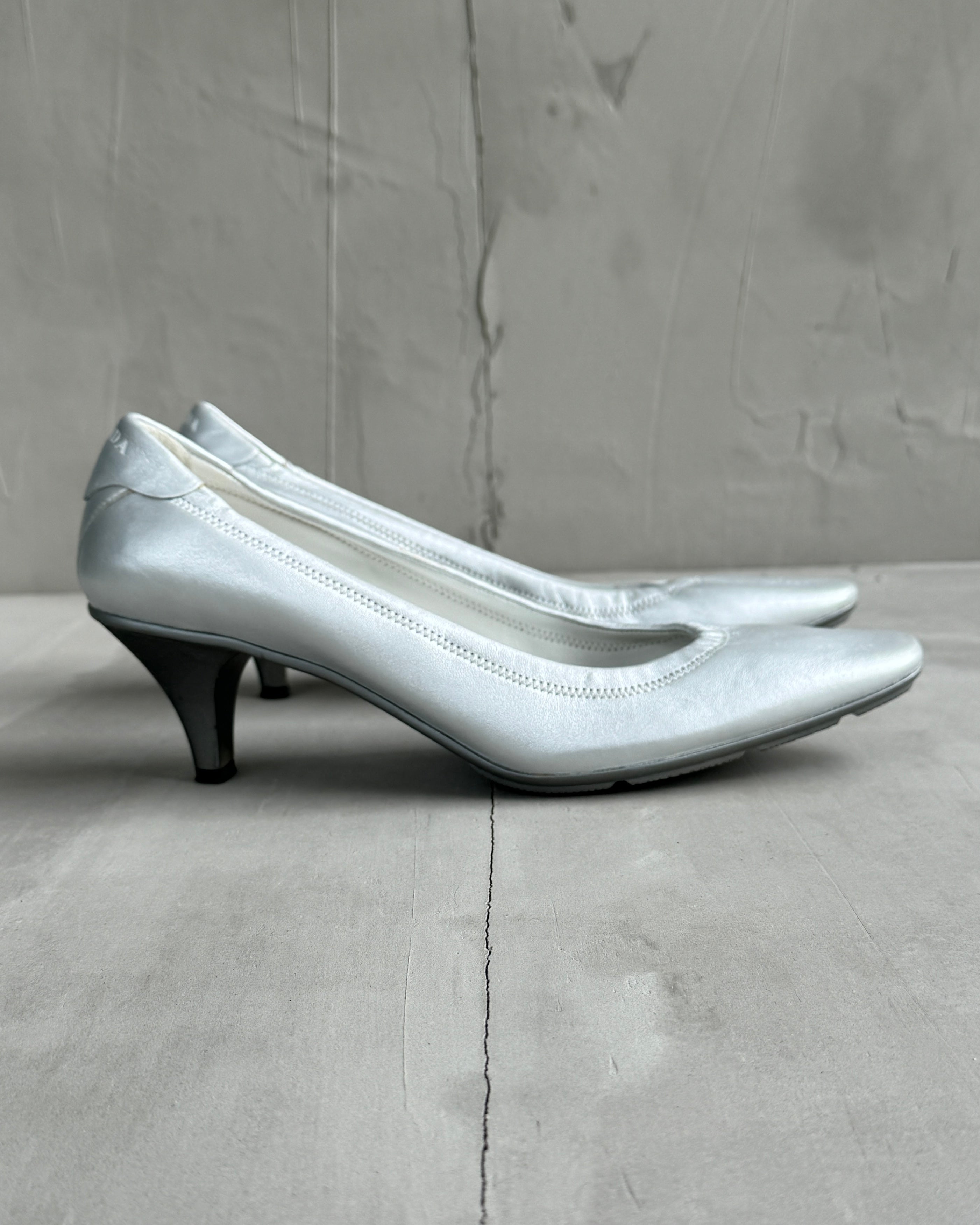 PRADA 2000'S SILVER HEELS - EU 39 / UK 6