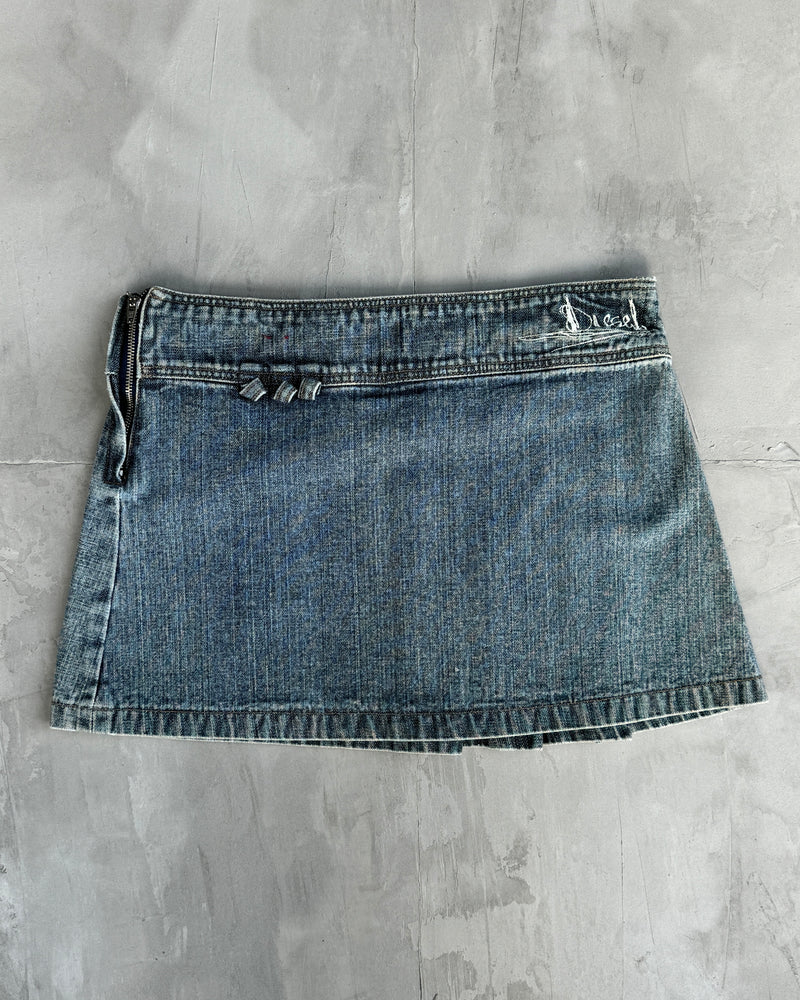 DIESEL DENIM PLEATED MINI SKIRT - S