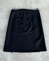 PRADA SPORT DARK BLUE WOOL MIDI SKIRT - M