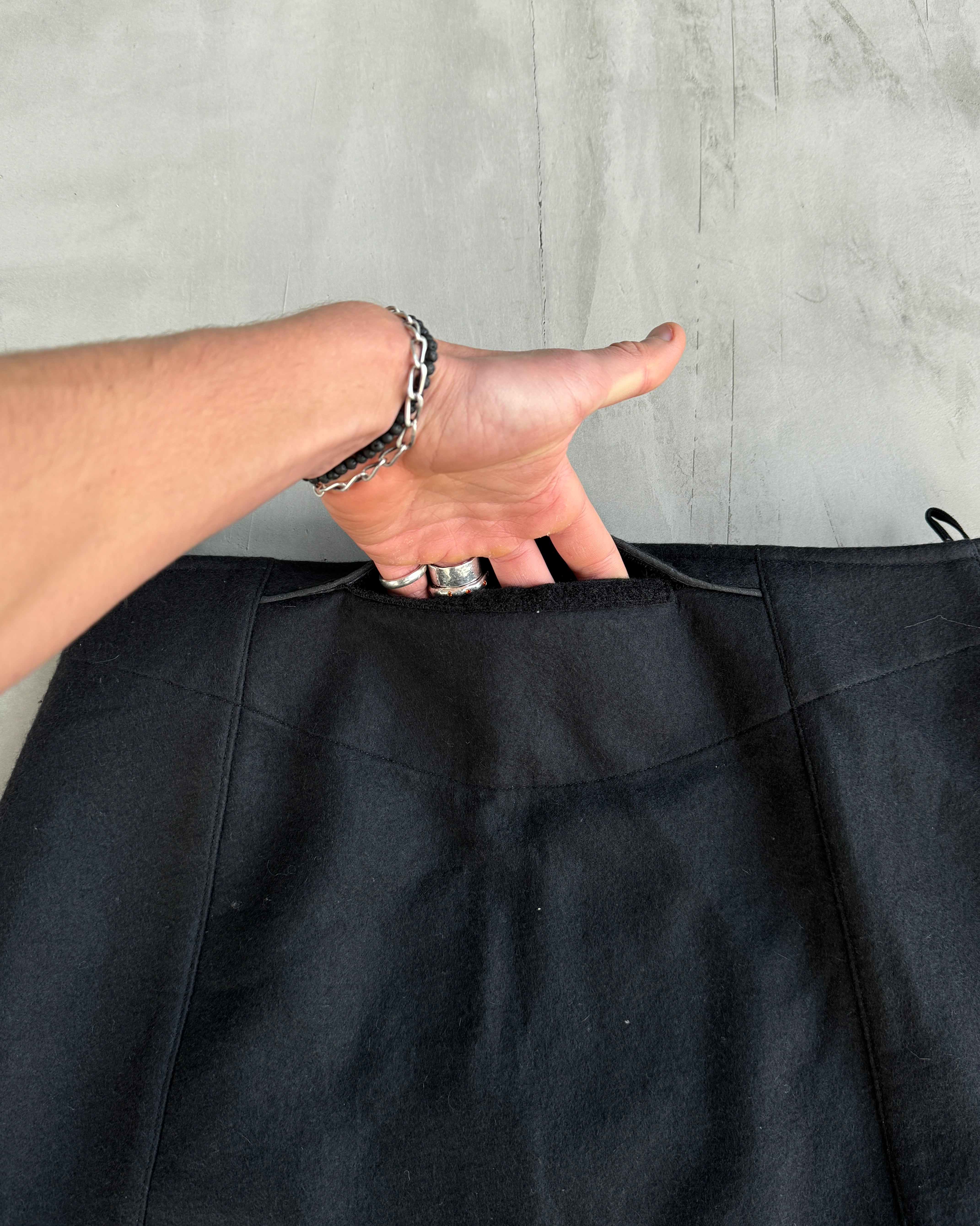 PRADA SPORT DARK BLUE WOOL MIDI SKIRT - M