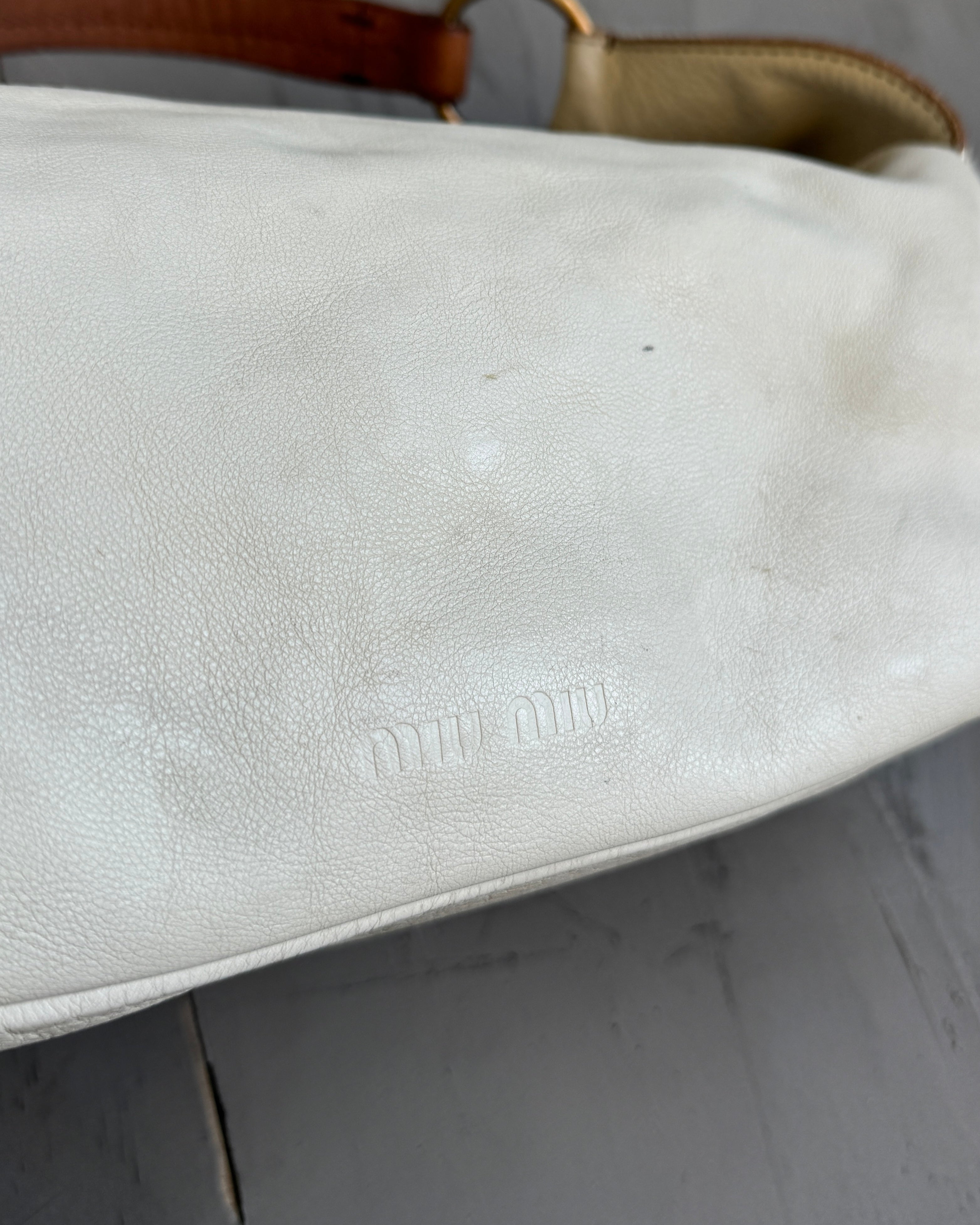 Miu Miu 2000's Cream Leather Shoulder Bag