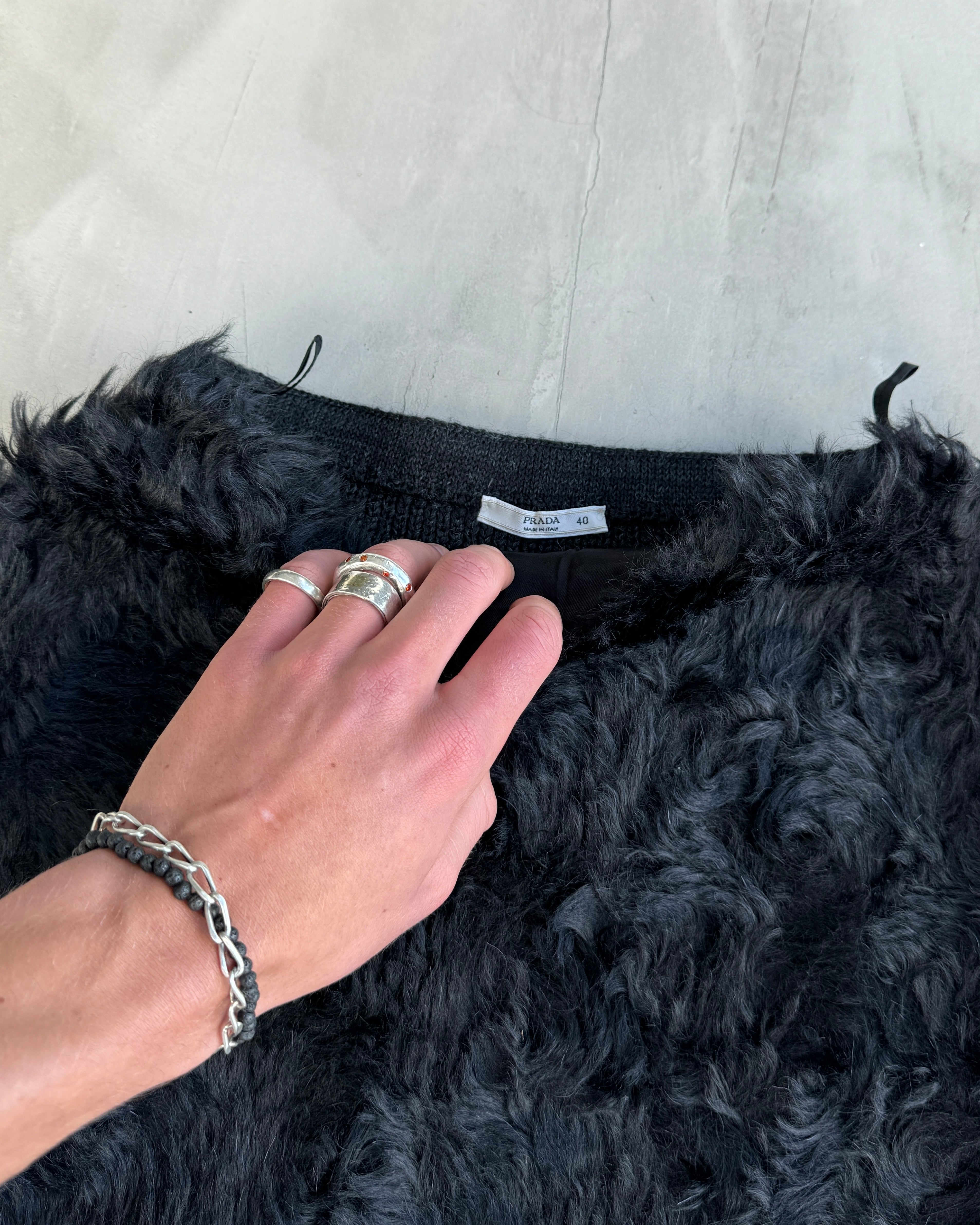 PRADA FUR & WOOL MINI SKIRT - S