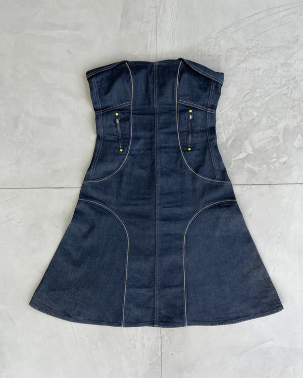 DIESEL 2000'S DENIM STRAPLESS DRESS - M